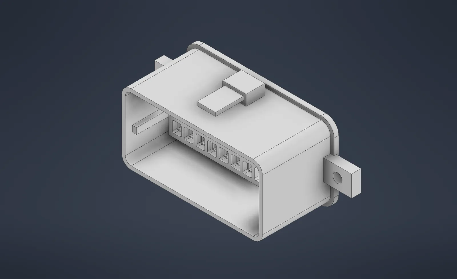 Isometric CAD view of the twenty-way connector concept geometry