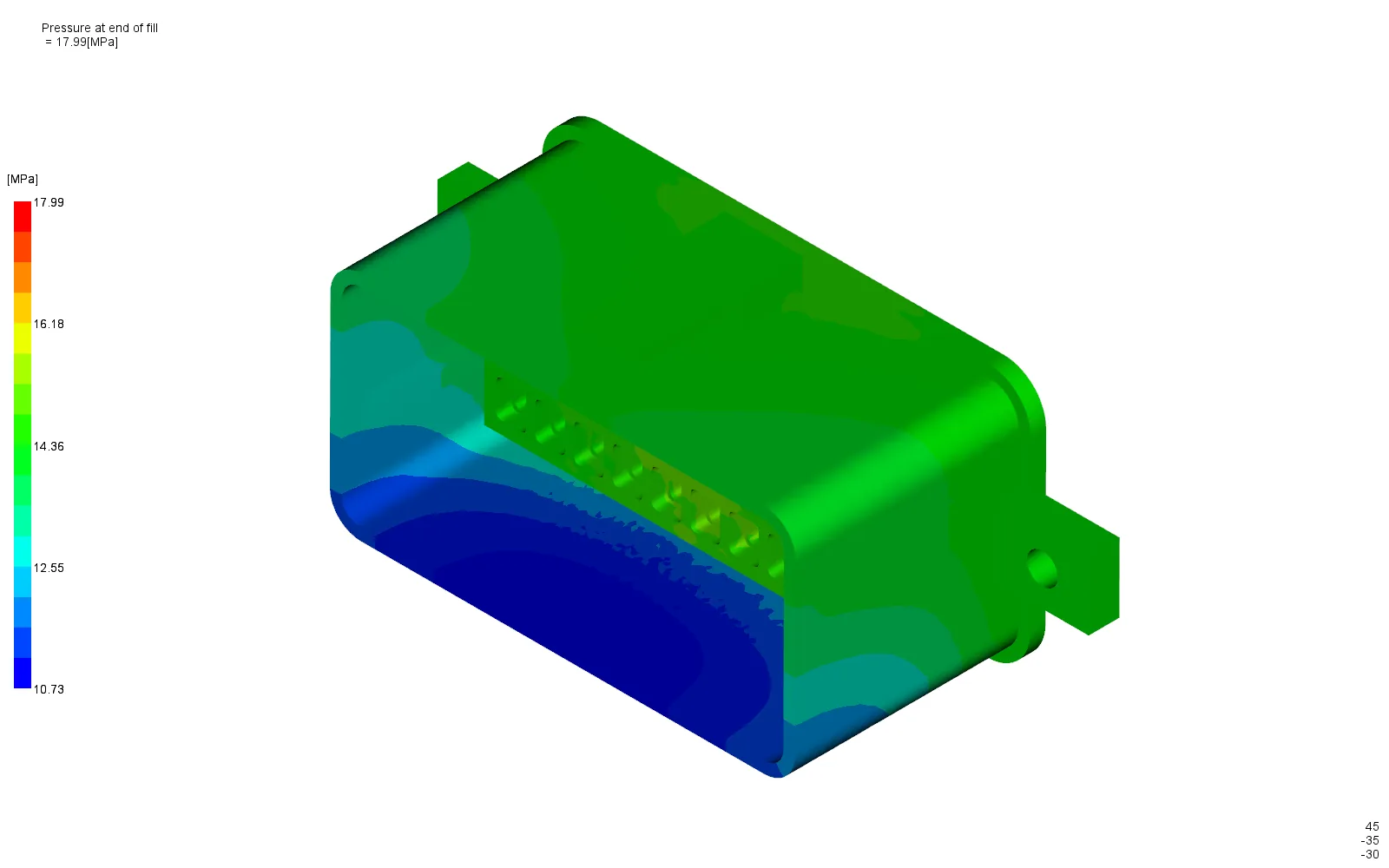 End-of-fill pressure contour with a V/P pressure of 22.49 MPa