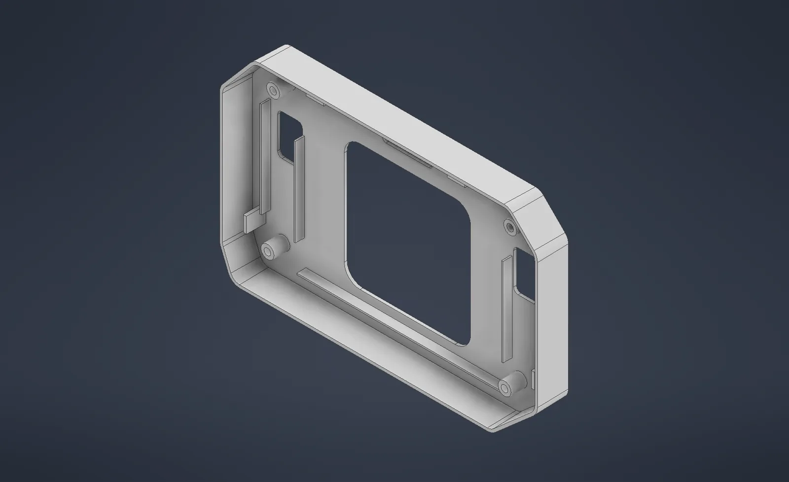 Isometric CAD view of the center console bezel concept geometry
