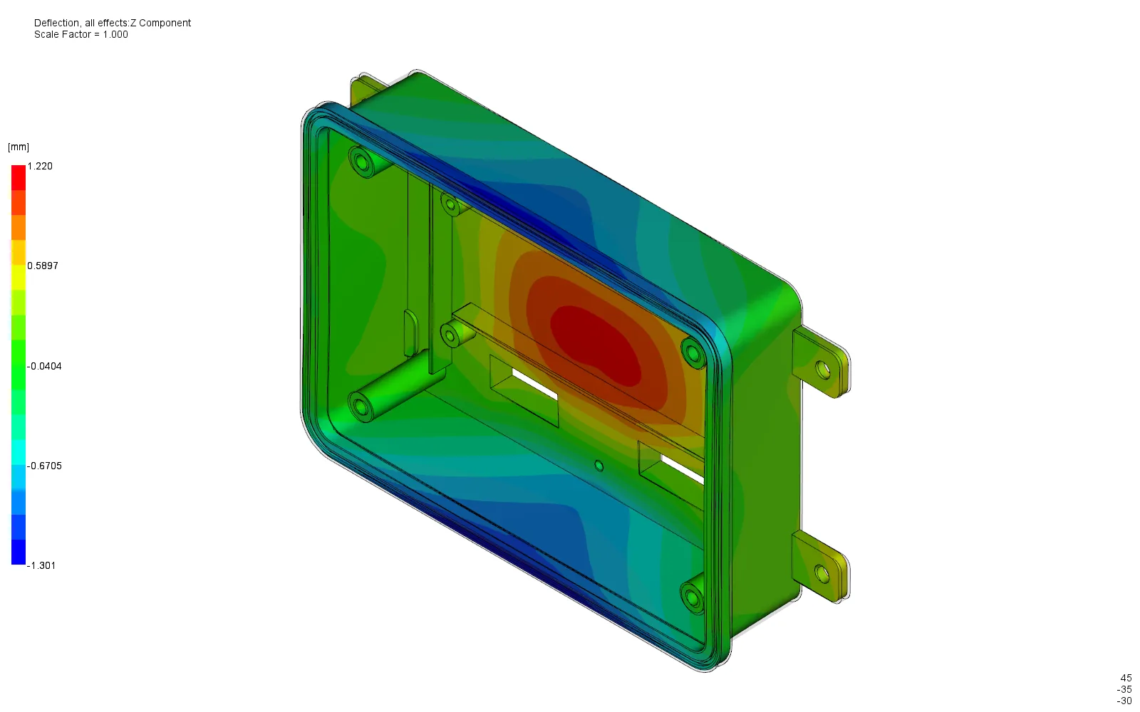 Out-of-plane deflection contour over a range of 2.520 millimetres