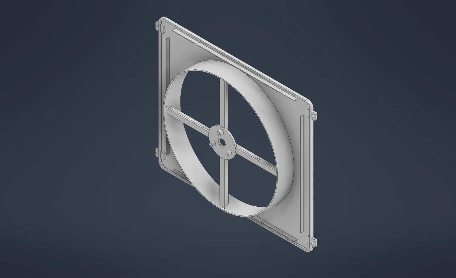 Isometric CAD view of the radiator fan shroud concept geometry