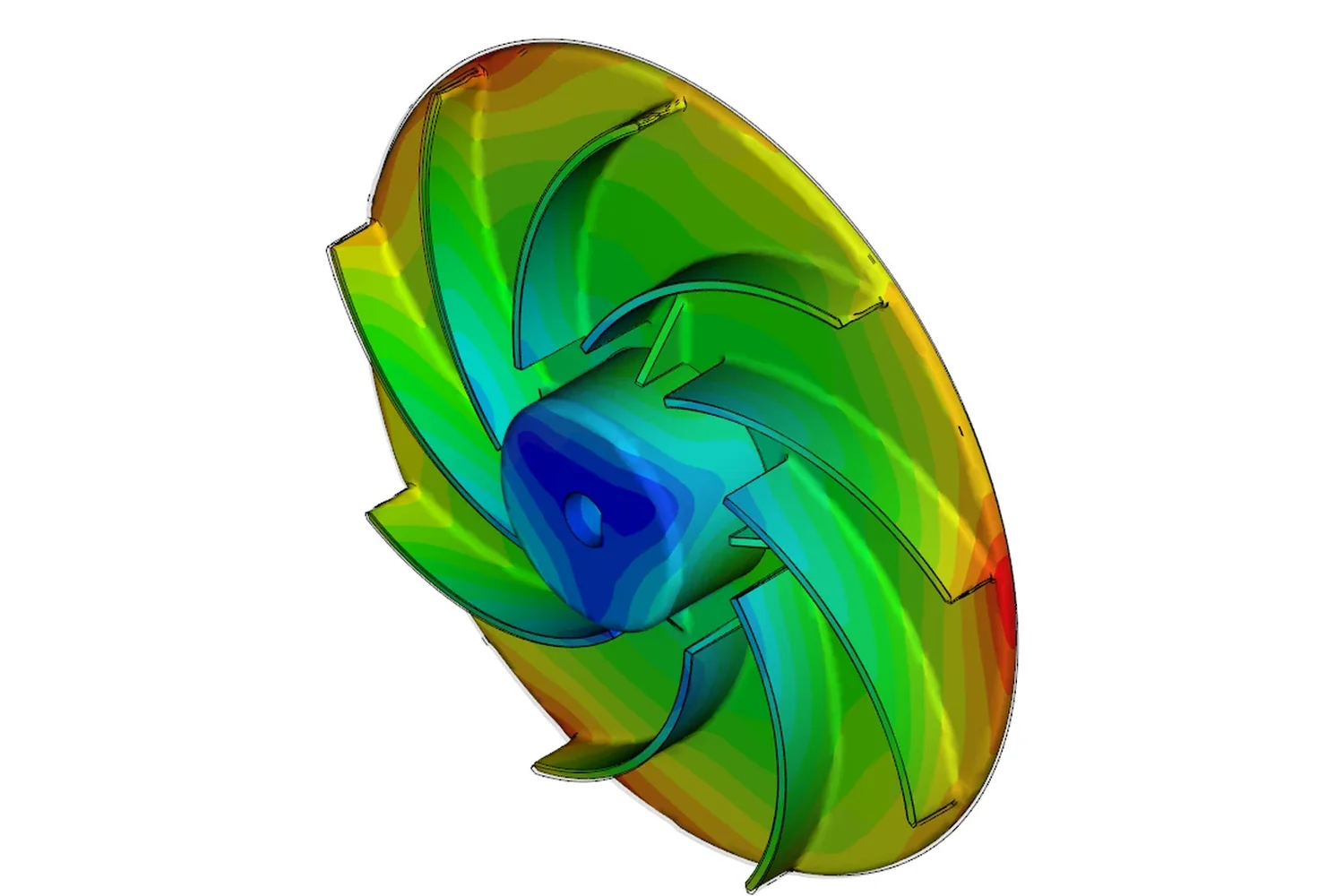 Total deflection of the radial fan impeller after cooling, blade tips and rim